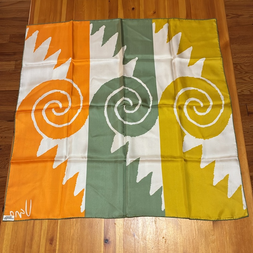 Vintage Vera, Colorful Abstract Art Silk Scarf, made in USA - Picture 4 of 10